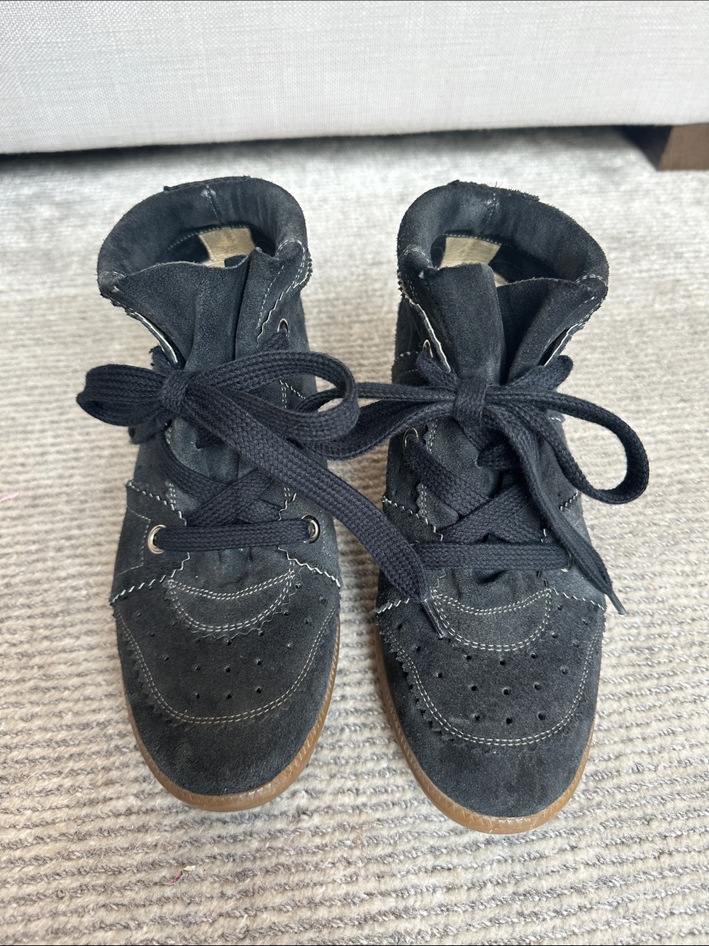 Isabel Marant Bobby Black Suede Wedge high top Sneaker Boots - Picture 2 of 8